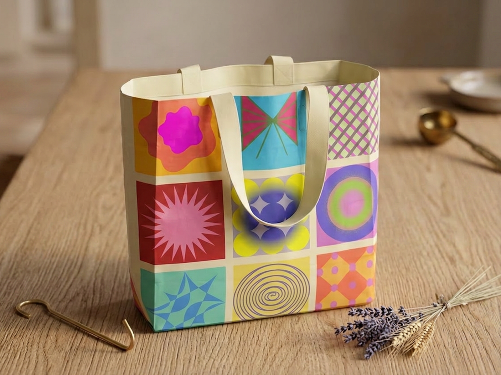 Pixel Bloom Market Tote