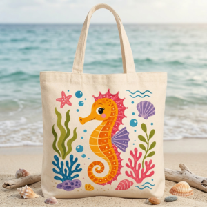 Coral Seahorse Tote