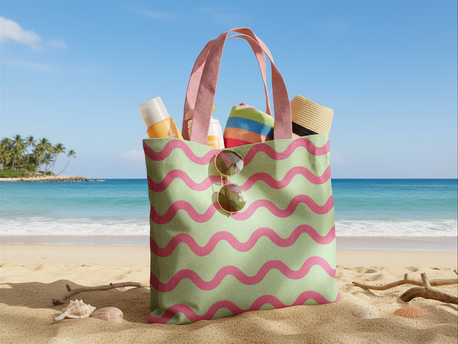 Pink Tide Beach Tote