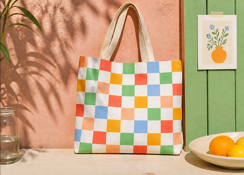 Citrus Check Tote