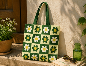 Olive Daisy Grid Tote