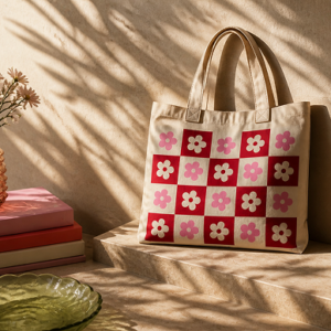 Red Daisy Tile Tote